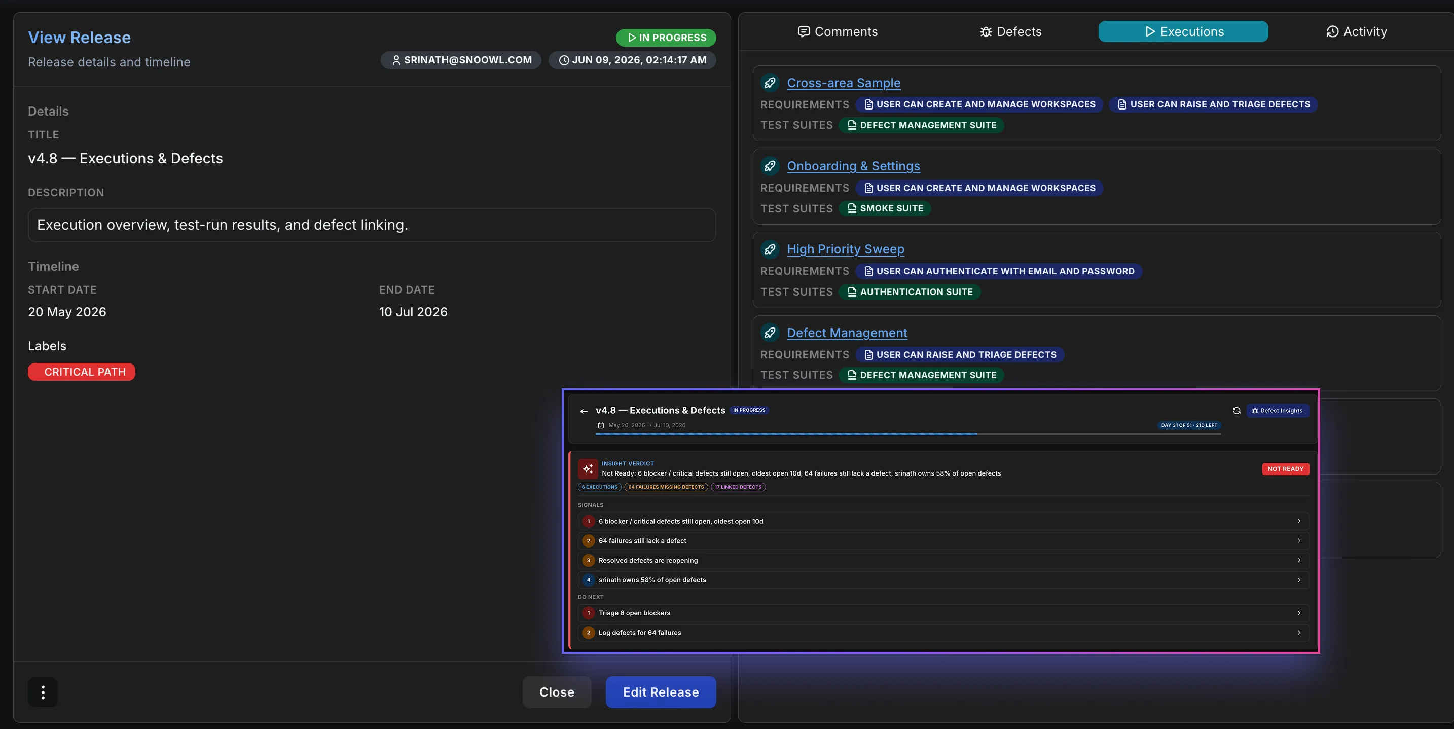 Hawzu Releases — Dedicated releases with gated executions and readiness scoring.
